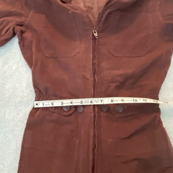 VTG Coverall Jumpsuit Womens M Corduroy Flare Wide Leg Groovy 70s Retro Brown - Picture 12 of 16